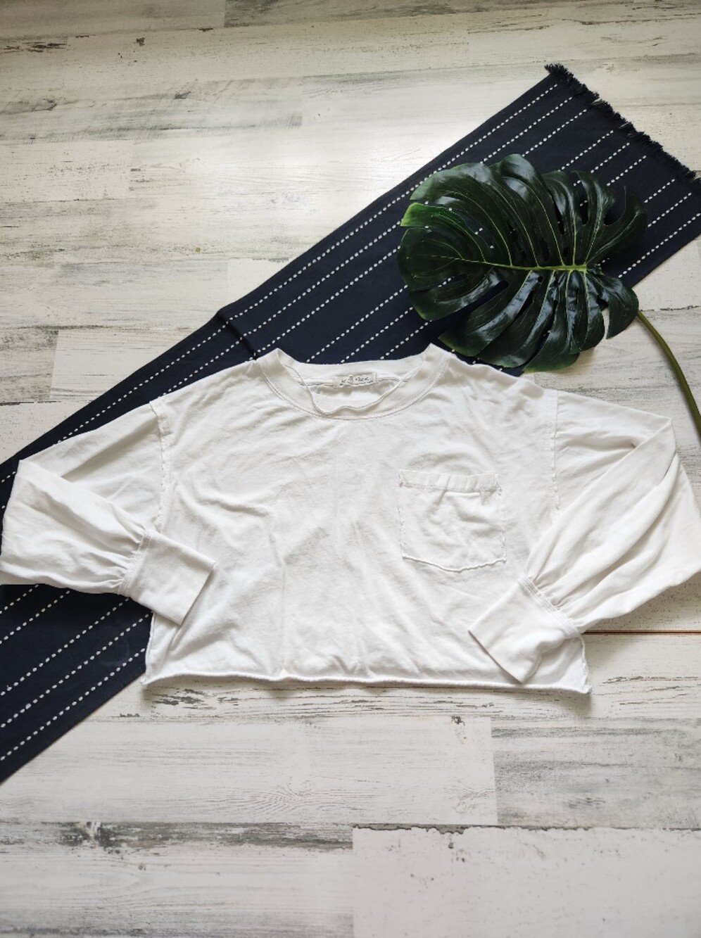 Free People We The Free Austin Long Sleeve Cropped Pocket Tee White Size XS